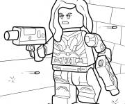 Coloriage Lego Marvel Black Widow avec pistolets de tir