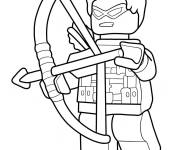 Coloriage Lego Marvel Hawkeye avec arc et fl&egrave;che