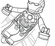 Coloriage Lego Marvel Iron Man en volant