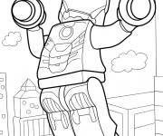 Coloriage Lego Marvel Iron Man utilisant des propulseurs