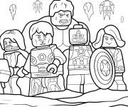 Coloriage Lego Marvel les personnages sur le poster