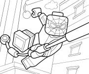 Coloriage Lego Marvel Spider-Man se balan&ccedil;ant depuis un b&acirc;timent