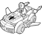 Coloriage Lego Marvel Spider Man sur sa voiture