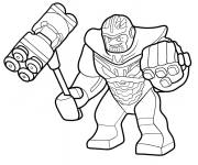 Coloriage Lego Marvel Thanos avec marteau et gantelet infini