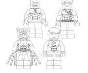 Coloriage Quatre superh&eacute;ros de Lego Marvel 