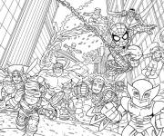 Coloriage Tous les superh&eacute;ros de Lego Marvel