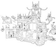 Coloriage Lego Nexo Knights la bataille f&eacute;roce contre les m&eacute;chants