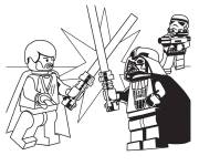 Coloriage Bataille de Obi-Wan Kenobi et Darth Vader Lego Star Wars