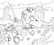 Coloriage Combat f&eacute;roce de Lego Star Wars