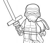 Coloriage Facile Lego Kylo Ren tenant un sabre laser