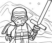 Coloriage Lego Kylo Ren avec son arme