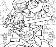 Coloriage Lego Luke, Obi Wan et Ma&icirc;tre Yoda