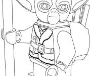 Coloriage et dessins gratuit Lego Ma&icirc;tre Yoda avec sac &agrave; dos à imprimer