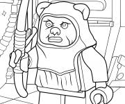 Coloriage Lego Star Wars Ewok tenant un arc
