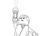 Coloriage Lego Star Wars Luke Skywalker tenant son &eacute;p&eacute;e