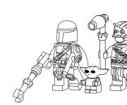 Coloriage Mandalorian et Grog de Lego Star Wars