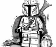 Coloriage Mandalorian Lego personnage de cartoon