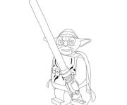 Coloriage et dessins gratuit M&eacute;chant maitre Yoda de Lego Star Wars à imprimer