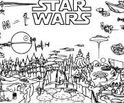 Coloriage Paysage de l'univers de Lego Guerres des &eacute;toiles