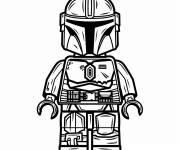 Coloriage Portrait simple de Mandalorian de Lego Star Wars