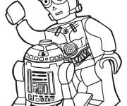 Coloriage R2-D2 et C3-PO de Lego Guerres des &eacute;toiles