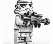 Coloriage Stormtrooper tenant son blaster Lego Star Wars en couleurs