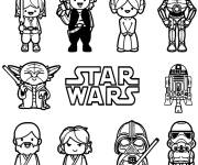Coloriage Tous les personnages principaux de Lego Star Wars chibi