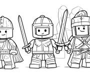 Coloriage Guerrier Mideval portant leur &eacute;p&eacute;es