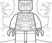 Coloriage Le super-h&eacute;ros Lego Avengers Black Panther dans la for&ecirc;t