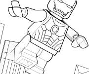 Coloriage Le vol d'Ironman en Lego
