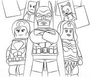 Coloriage Lego Batman, Superman et wonderman en &eacute;quipe