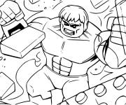 Coloriage Lego Hulk en mode destructive