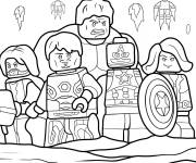 Coloriage Lego Iron Man, Captain America, Hulk et Black Widow