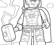 Coloriage Lego Thor avec marteau