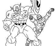 Coloriage Les deux Super Heroes Captain America et Iron Man en Lego