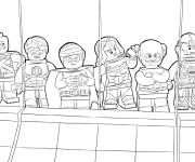 Coloriage Les membres de l'&eacute;quipe Lego super heroes attendant les instructi