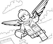 Coloriage Super-h&eacute;ros Lego avec des ailes dans le ciel