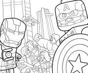 Coloriage Super-h&eacute;ros Lego en plein combat