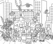 Coloriage Tous les super-h&eacute;ros Lego se rassemblent pour combattre les m&eacute;cha