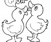 Coloriage Petits Canards au crayon