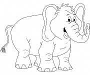 Coloriage Un &Eacute;l&eacute;phant rigolo couleur