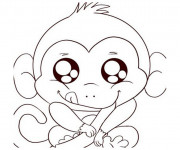 Coloriage Un Singe mignon Kawaii