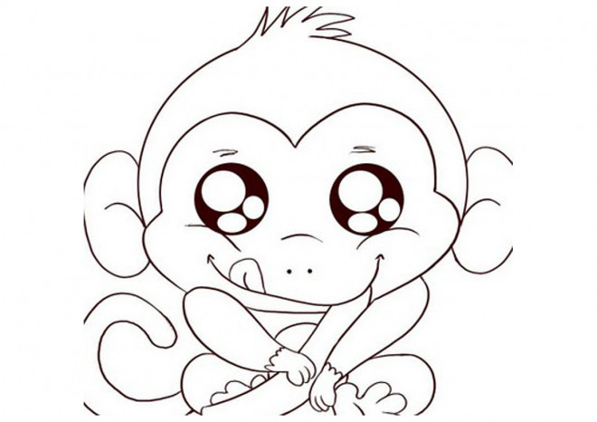 Coloriage Un Singe Mignon Kawaii Dessin Gratuit à Imprimer