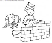 Coloriage Le Masson construit une Maison
