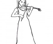 Coloriage Une Musicienne au crayon