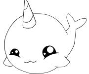 Coloriage Baleine licorne kawaii