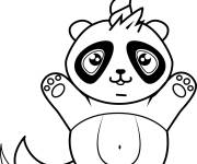 Coloriage Beau panda licorne kawaii pour petit