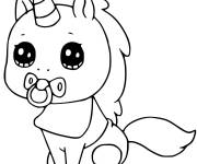Coloriage B&eacute;b&eacute; Licorne kawaii mignon