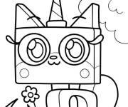 Coloriage Chat licorne kawaii en maternelle