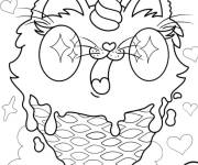 Coloriage Chat licorne kawaii mignon sur glace